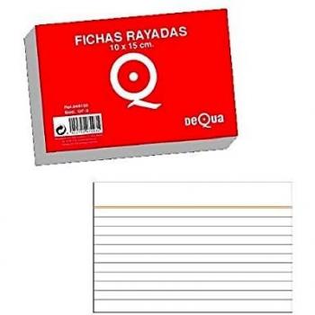 Paquete de 100 fichas rayadas Dequa nº1 65x95mm.