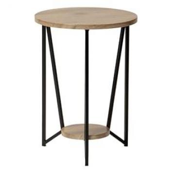 Adda Home Mesita Auxiliar MDF Metal Vinilo K/d 40x40x55 Cm - Alta Calidad, Negro/Marrón, diseño moderno y funcional, ideal para cualquier espacio