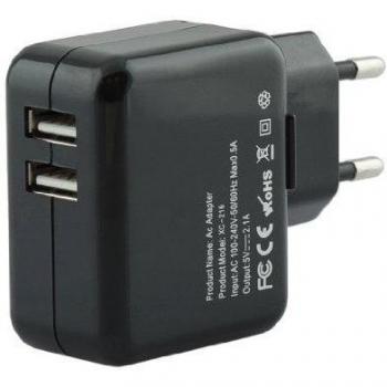 Original iProtect® cargador USB 2000mA utilizable como enchufe con cargador USB cable de carga adaptador 2,0A para iPad, iPhone, Android Phones Tablets, Smartphone,móvil, PSP, GoPro, GPS en negro