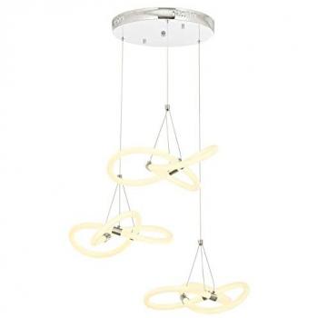 Lámpara de Techo Moderna WELLHOME 3 LED Metal y Vidrio Plexi Cromado 100x50x50 cm
