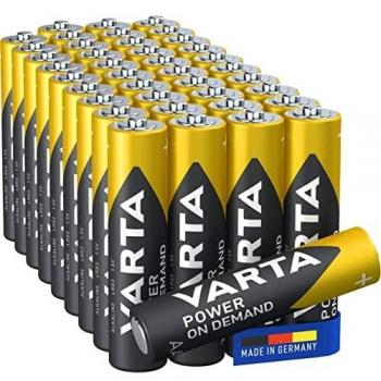 Pilas Alcalinas AAA Varta Power on Demand, Paquete de 40 Unidades, 1.5V, para Dispositivos Electrónicos y Smart Home