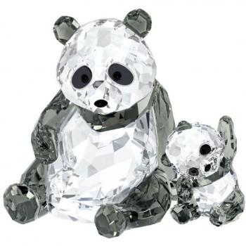 Swarovski Panda madre con bebé cristal figura decorativa