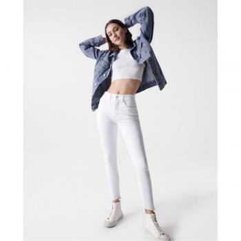 High-Waisted Push-In Cropped Skinny Jeans for Women - Faith Salsa White Denim