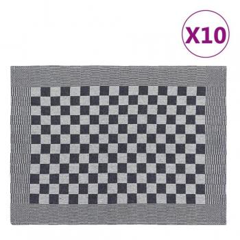 Paños de cocina 10 uds algodón 50x70 cm color azul y blanco, negro y blanco