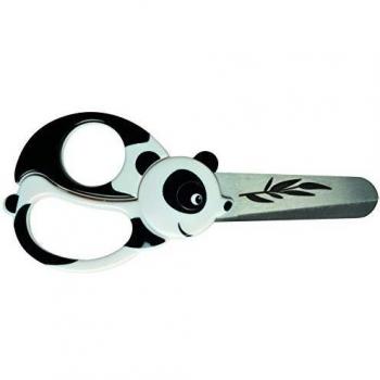 Fiskars Tijeras de animales para niños con motivos de panda, A partir de 4 años, Longitud: 13 cm, para diestros y zurdos, Hoja de acero inoxidable/Mangos de plástico, Blanco/Negro, 1004613