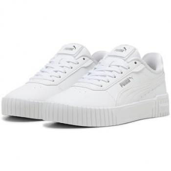 PUMA Carina 2.0 Holo Casual Sneakers - White/Mauve Mist/Silver - Comfortable & Versatile for Kids and Teens