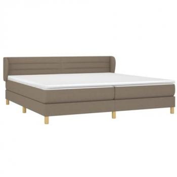 Cama Box Spring con Colchón Tapizado de Muelles Ensacados en Tela Gris Taupe 200x200 cm