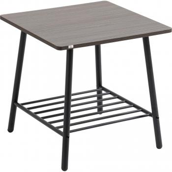 Mesa Auxiliar con 2 Estantes de Almacenaje Estilo Industrial 50x50x50 cm Gris