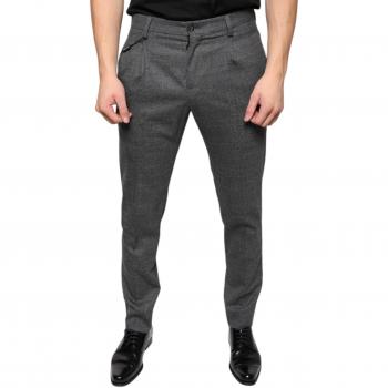 Gray Tartan Wool Slim-Fit Skinny Pants - Size XS