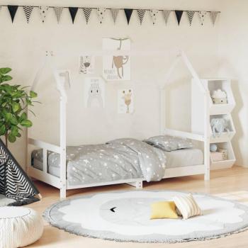 Cama infantil de madera maciza de pino blanco 80x160 cm