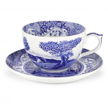 Portmeirion Home & Gifts Taza y platillo Jumbo, Azul y Blanco, 0.56L/20fl.oz