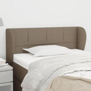Cabecero de tela gris taupe con orejas 93x23x78/88 cm