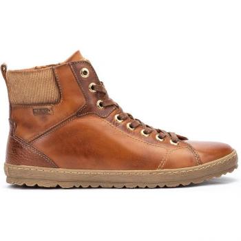 Botines de mujer Pikolinos de piel con cordones y cremallera lateral en color marrón