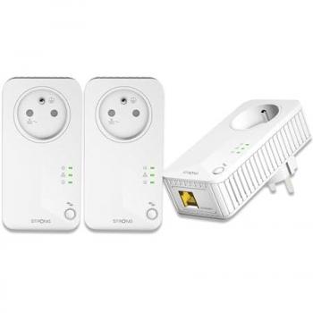 Kit Adaptadores Powerline STRONG 600 Mbps - Pack de 3 con Puertos Ethernet para Streaming HD