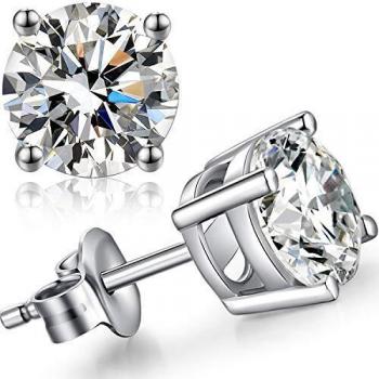 jiamiaoi Pendientes Mujer,Pendientes Hombre Plata,Pendientes Circonita Plata para Mujer,Pendientes de Diamantes,Pendientes Mujer Plata de Ley 925,Redondo de 6mm