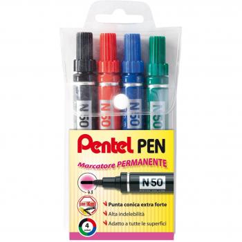 Marcador Permanente Pentel N50 - Punta Conica 4,3 mm - 4 Colores Asortidos