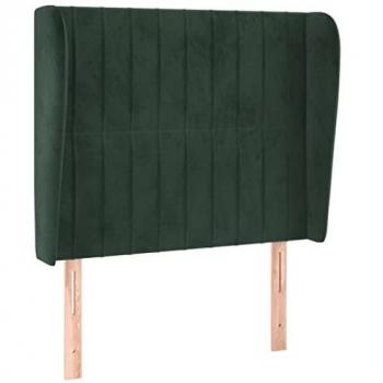 Cabecero con Orejas de Terciopelo Verde Oscuro 83x23x118/128 cm