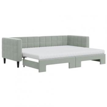 Sofá cama nido con colchón de terciopelo gris claro 80x200 cm