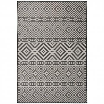 Alfombra de exterior tejido plano 160x230 cm rayas negras