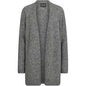 MOS MOSH Thora Long Cardigan in Gray Melange Alpaca Wool Blend, Women's Size S