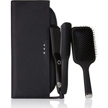 ghd max gift set - set plancha de pelo profesional con placas anchas para cabello largo, grueso o rizado, tecnología dual - zone, edición 2021, negro
