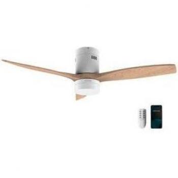 Cecotec EnergySilence Aero 5600 Aqua Connected Ventilador de Techo con Luz, Mando a Distancia y Control por WiFi, 40W, 6 Velocidades, 3 Aspas, Color Natural/Bl