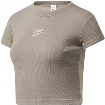 Camiseta Deportiva de Manga Corta Reebok Classic Beige para Mujer con Diseño Acanalado XS