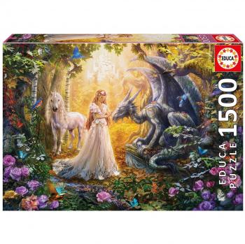 Educa 1500-Piece Puzzle: Dragon, Princess, and Unicorn