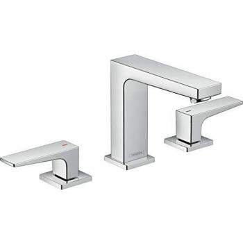 Hansgrohe Mezclador de lavabo de 3 agujeros HG 110 Metropol cromado con push-open waste