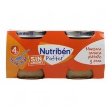 Nutribén Potitos Frutas Variadas Manzana, Naranja, Plátano y Pera Pack 2x120g