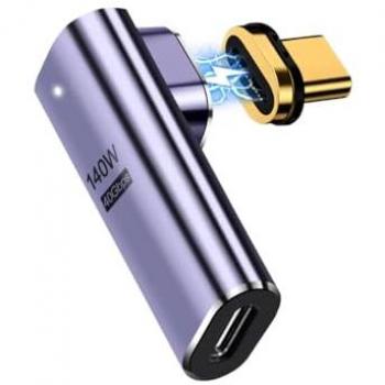 Adaptador Magnético USB-C Macho a Hembra 90° PD 100W, Video 8K@60Hz, 40Gbps - Ewent