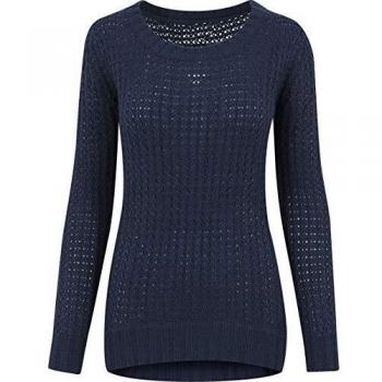 R.E.D. by EMP Long Wideneck Suéter Mujer Jersey de Punto Azul Marino S
