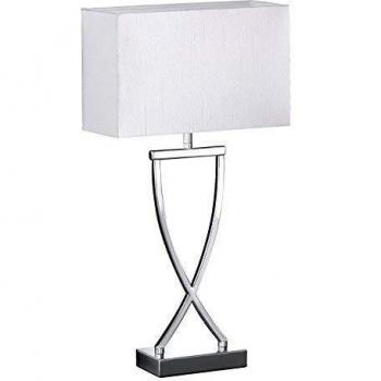 Lámpara de mesa textil Anni cromo-blanco, 1 luz E27, dimensiones 51x27 cm