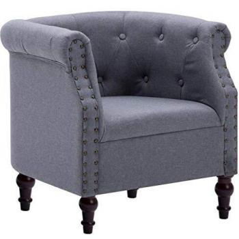 vidaXL Sillón Tapizado de Tela 67x60x67cm Gris Claro Mobiliario Interior Hogar
