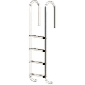 Escalera para piscina de acero inoxidable V2A con 4 peldaños y protección antideslizante - 50 x 26,5 x 157 cm