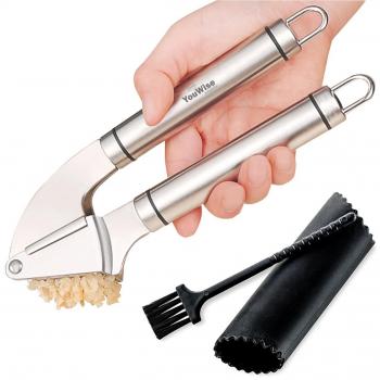 YouWise 100% de Acero Inoxidable de Servicio Pesado Herramientas Prensa de Ajo / Ajo Mincer / Ajo Peeler / Jengibre Press - No Necesita Peel, No Mas Smelly Ajo Dedos, Solución Perfecta para el Procesamiento de Ajo - Crush Jengibre, Ginger Press