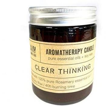 Vela de Aromaterapia Pensamiento Claro - Cera de Soja Natural 200g, 40 horas, Vegana - Aceite Esencial de Romero