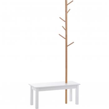 Perchero de Pie con Banco Tipo Árbol Moderno 6 Ganchos - HOMCOM