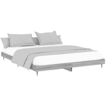 Estructura de cama madera contrachapada gris Sonoma 160x200 cm