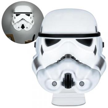 Lámpara de Máscara Stormtrooper Star Wars 19 cm - Producto oficial de Disney, lámpara 3D de personaje de película Lucas, montaje en pared o independiente, alimentada por USB o batería