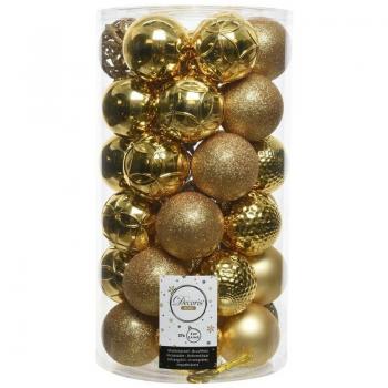 Tubo de 37 bolas doradas decorativas para árbol de Navidad EDM 71866