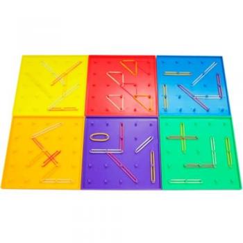 Geoplanos Educativos para Niños Dohe Educa con 36 Gomas Elásticas Multicolor, Tamaño 15x15 cm