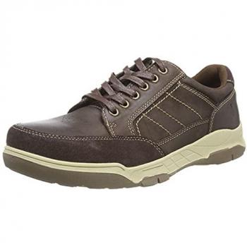 Hush Puppies Finley Brown Leather Men's Casual Lace-Up Shoes - Size UK 7