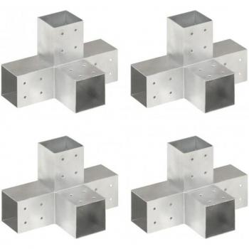 Conectores de postes en X 4 uds metal galvanizado 81x81 mm