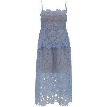 Elegant Blue Lace Midi Dress Size 2XS