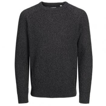 Jersey de punto Jack & Jones Jjjones Knit Crew Neck para hombre, color asfalto con detalle en negro, talla XL