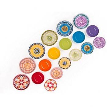 Excelsa Etno Chic - Vajilla de porcelana, multicolor, 18 unidades