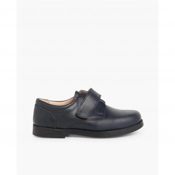 Zapato Colegial Escolar para Niño con Cinta Adhesiva de Pisamonas - Bluchers de piel con tira adherente