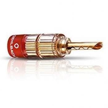 Conector Oehlbach Banana Solution Tube - Set de 4 piezas, Audio, Oro, para cables de altavoz hasta 6 mm² con marcado rojo y negro