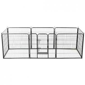 vidaXL Dog Playpen 8 Panels Steel 80x80 cm Black